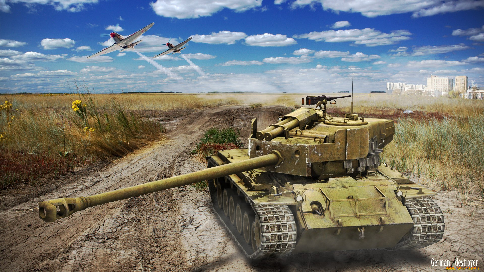 Обои World of Tanks Видео Игры World of Tanks, обои для рабочего стола,  фотографии world, of, tanks, видео, игры, мир, танков, поле, дорога, город,  танк, авиация Обои для рабочего стола, скачать обои